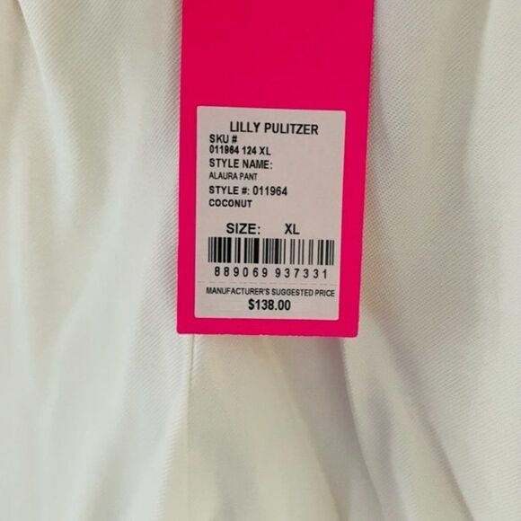 NWT Lilly Pulitzer 29" Alaura Pull On Elastic Waist Pants - Coconut (off-white) - Picture 3 of 5